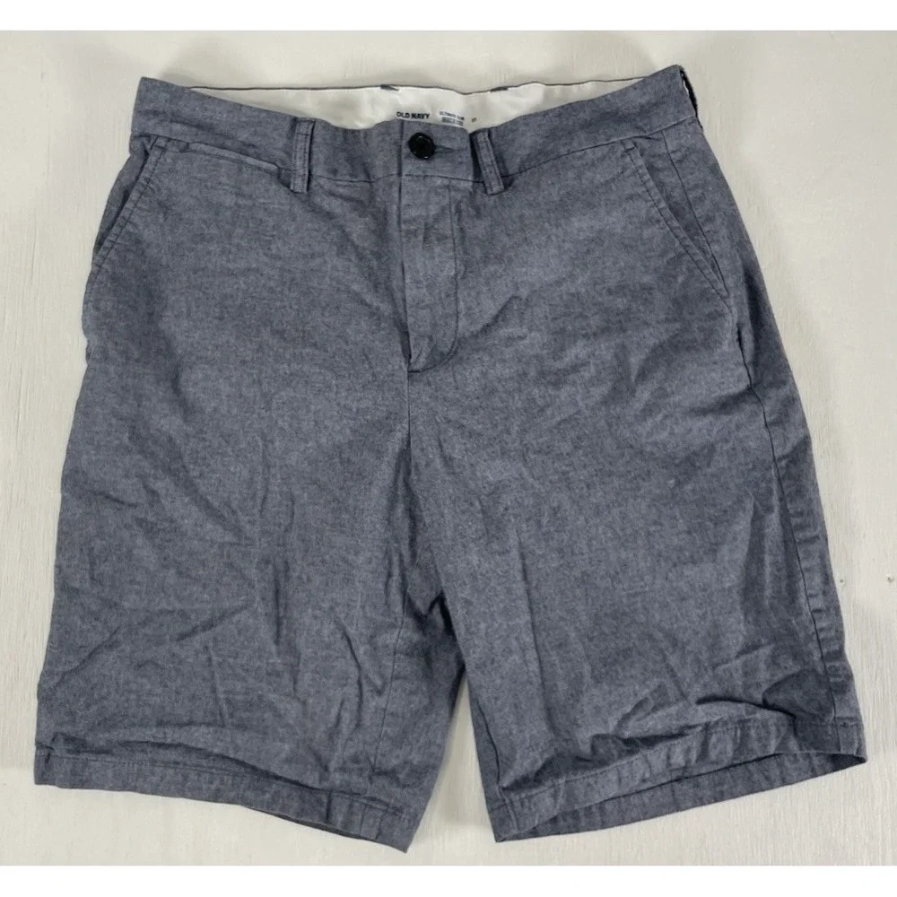 Old Navy Ultimate‎ Slim Fit Blue Gray Men's 33 Shorts Flat Front Classic Prep